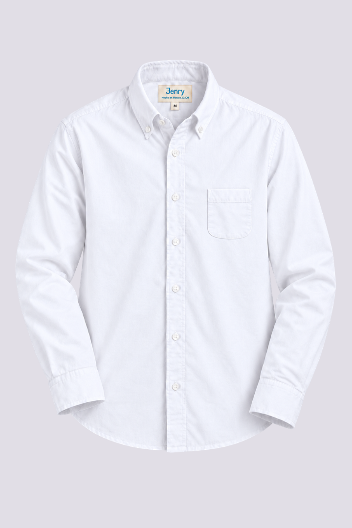 Camisa Blanca Regular Fit Manga Larga