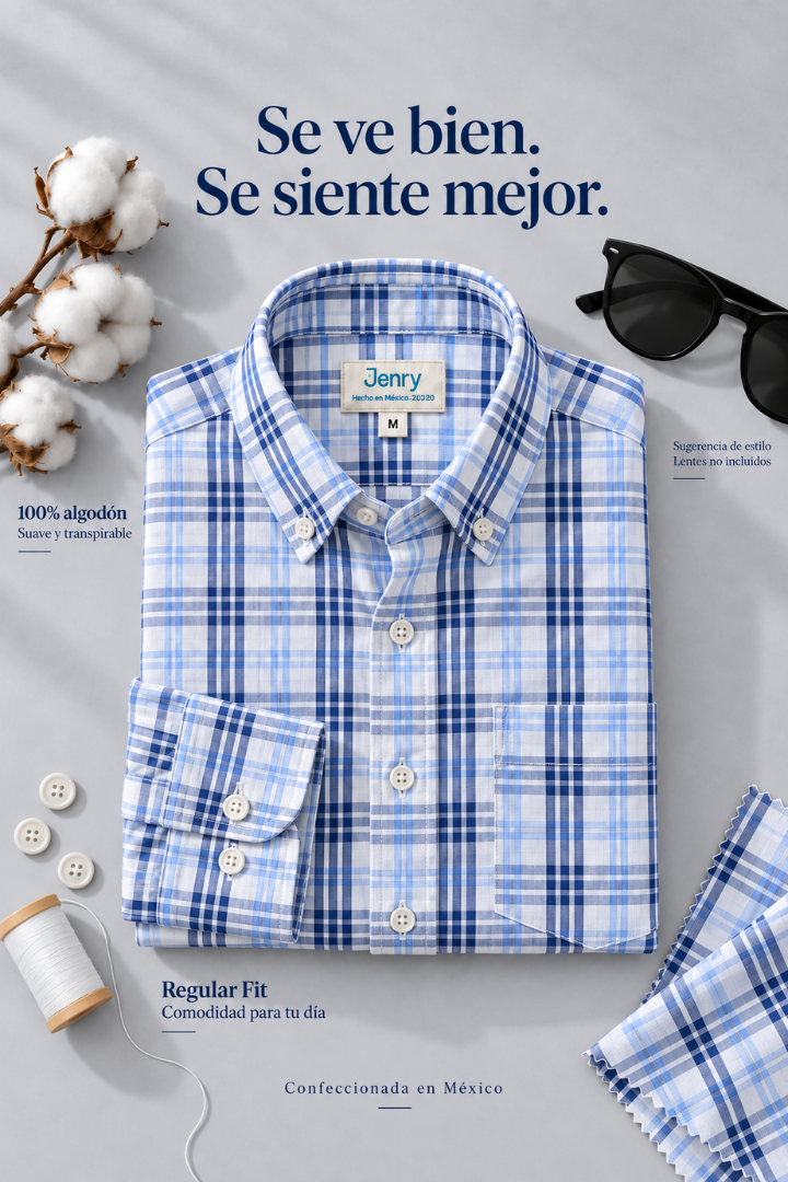 Camisa de Cuadros Azules Regular Fit
