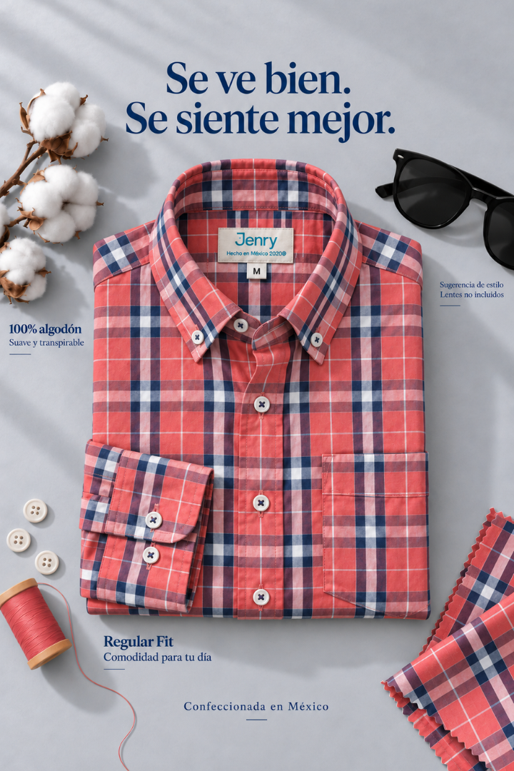 Camisa de Cuadros Naranjas Regular Fit