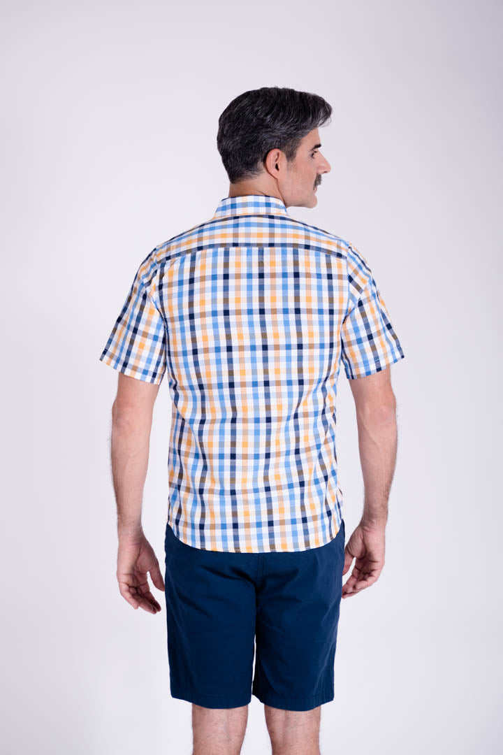 Camisa de Cuadros Azul y Amarillo Slim Fit