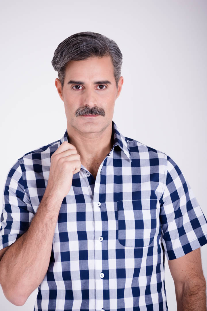 Camisa de Cuadros Azul Marino Slim Fit