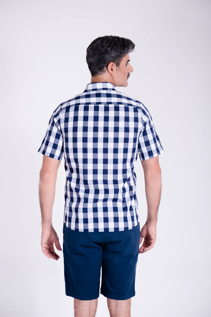 Camisa de Cuadros Azul Marino Slim Fit