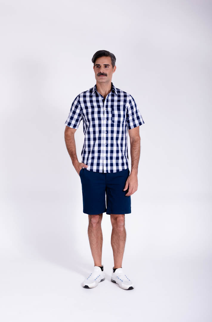 Camisa de Cuadros Azul Marino Slim Fit