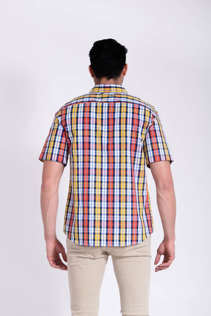 Camisa de Cuadros Naranja - Amarillo Slim Fit