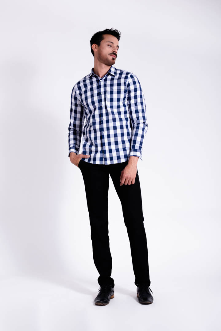 Camisa Hombre Cuadros Slim Fit