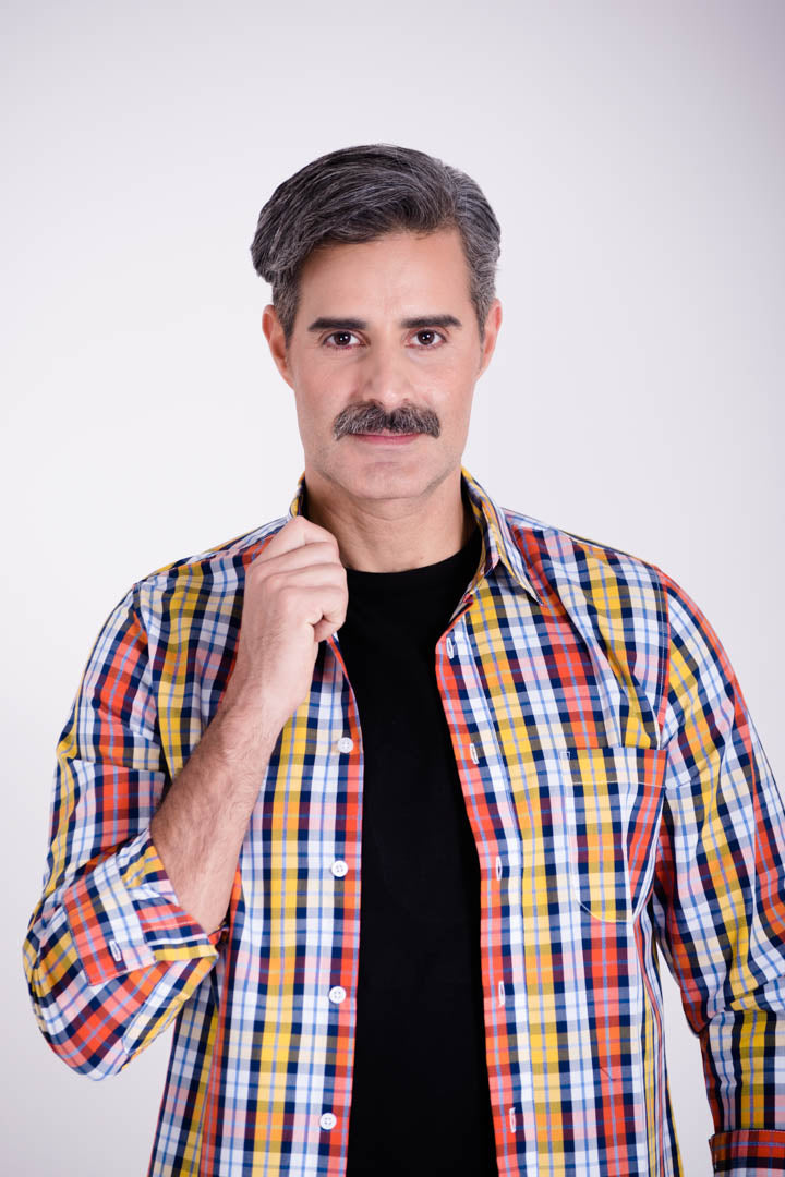 Camisa de Cuadros Amarilla con Naranja Slim Fit