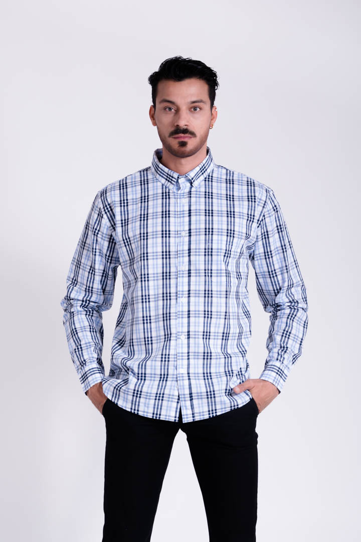 Camisa de Cuadros Azules Regular Fit