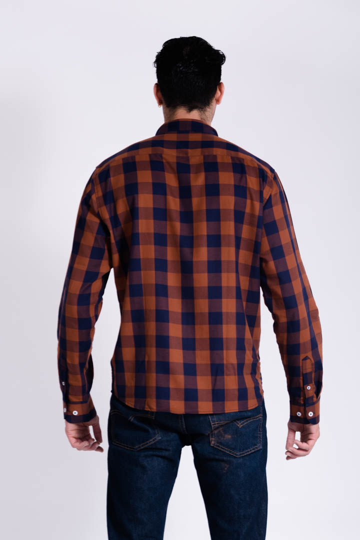 Camisa de Cuadros Café Regular Fit