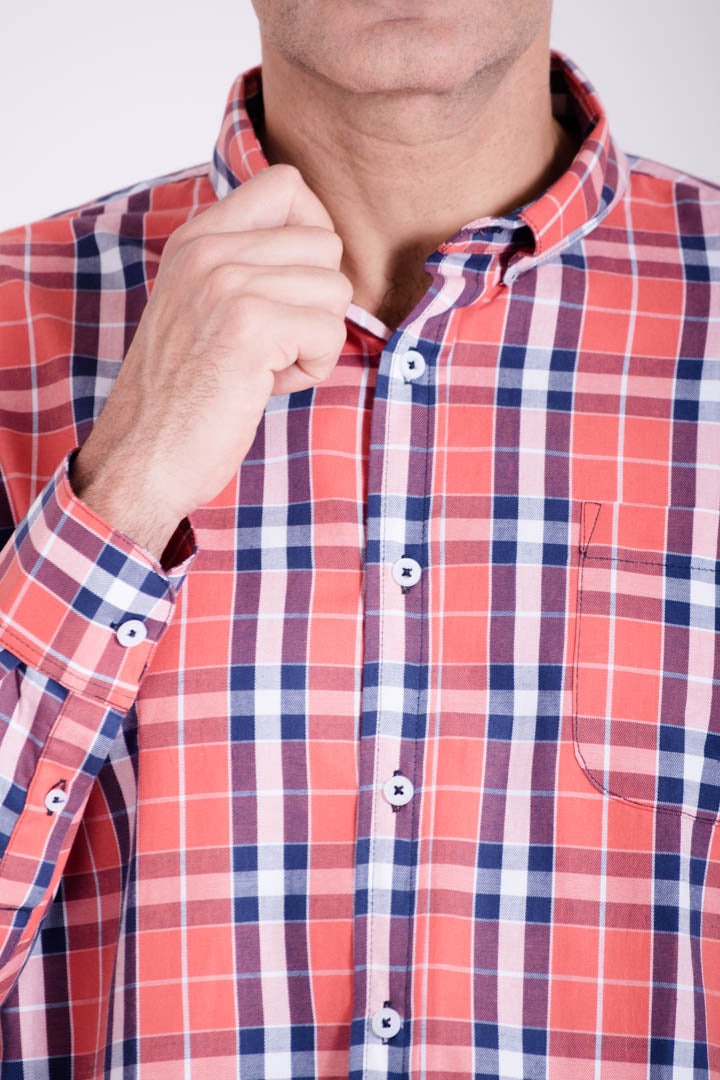 Camisa de Cuadros Naranjas Regular Fit