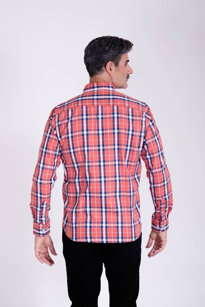 Camisa de Cuadros Naranjas Regular Fit