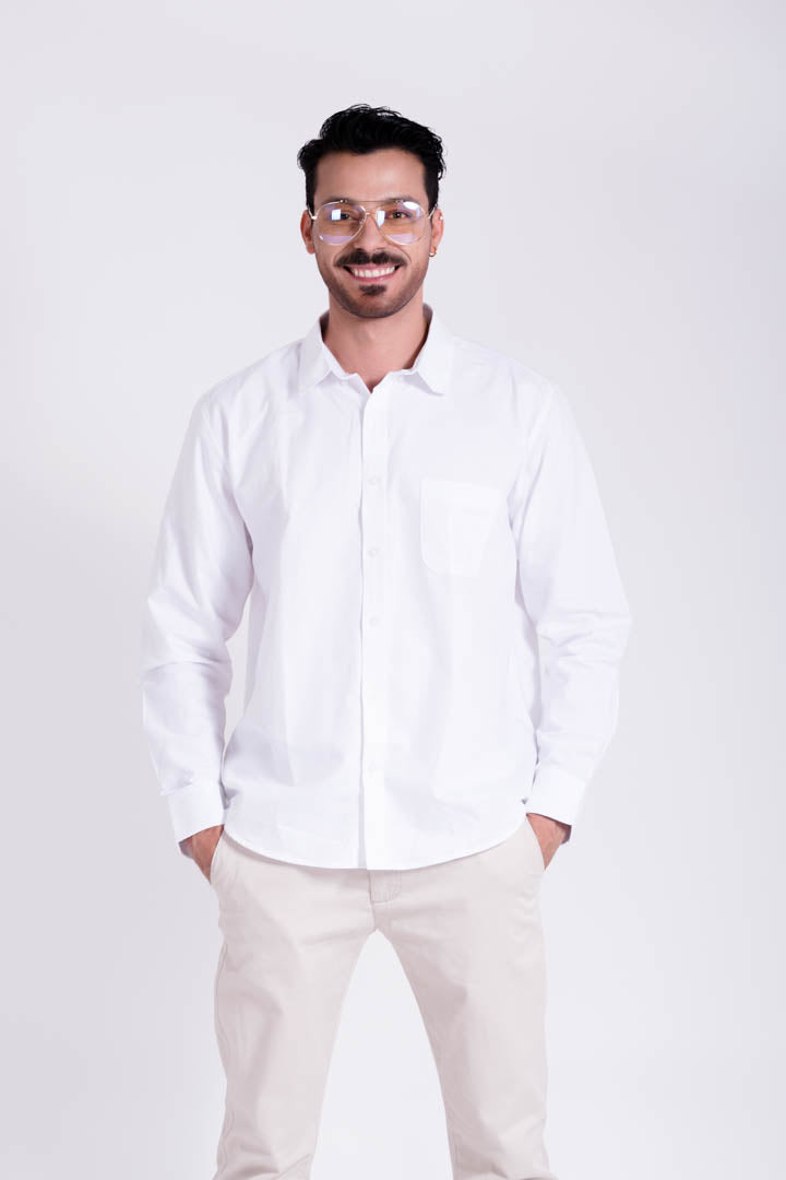 Camisa Blanca Regular Fit Manga Larga