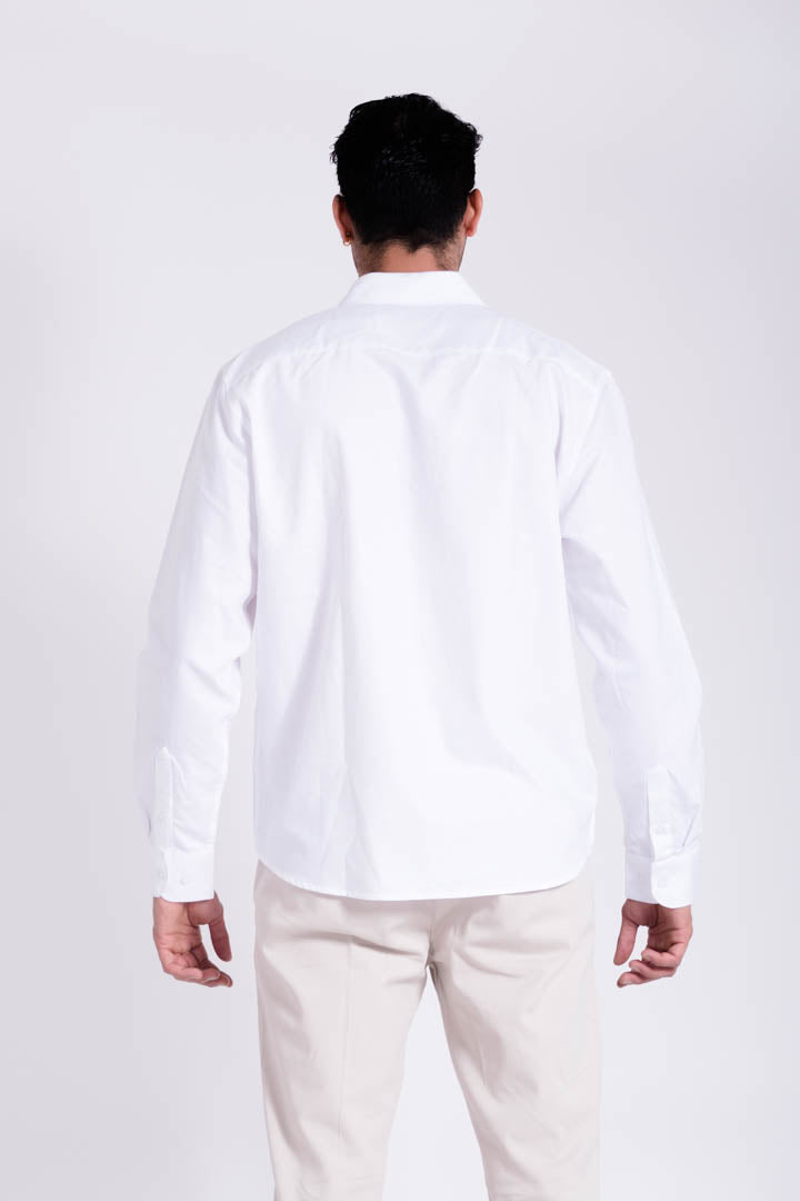 Camisa Blanca Regular Fit Manga Larga