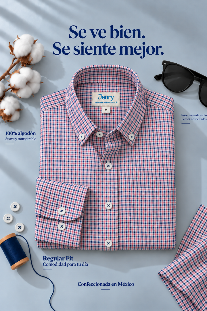 Camisa Hombre Cuadro Regular Fit
