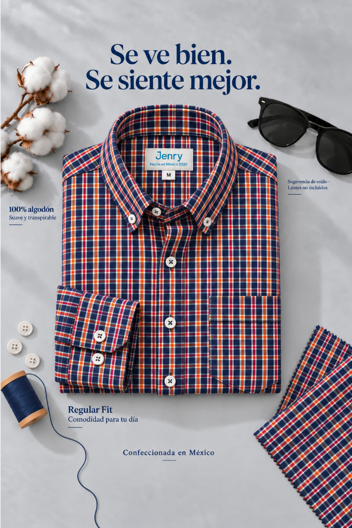 Camisa de Cuadros Negros Regular Fit