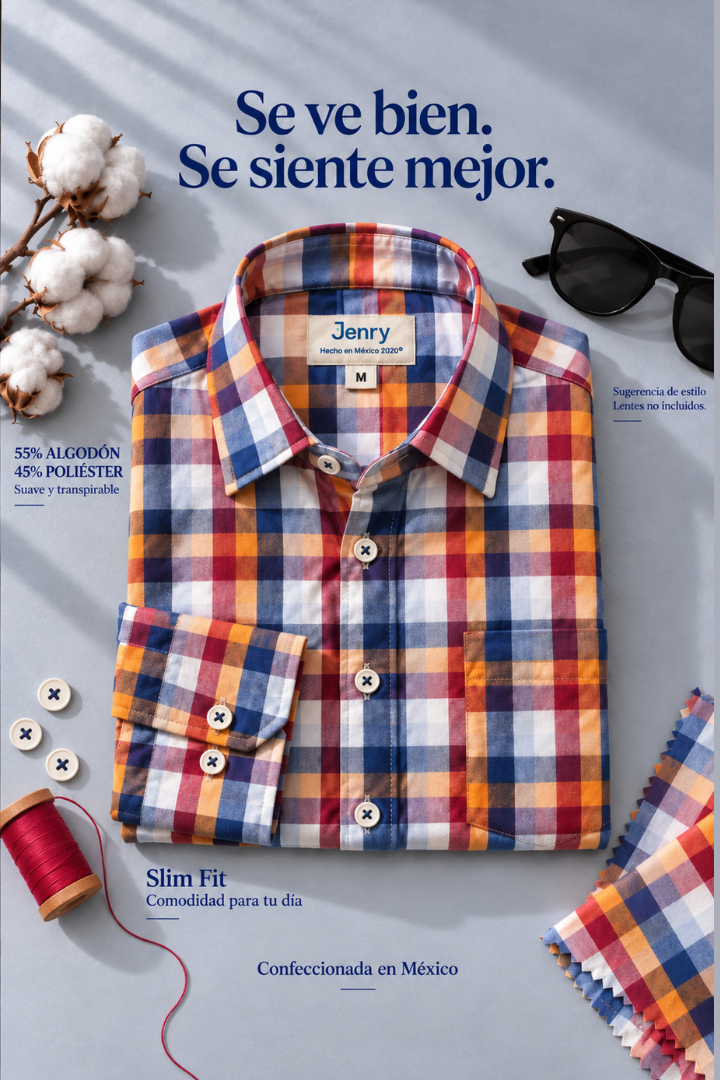 Camisa de Cuadros Vino con Amarillo Slim Fit